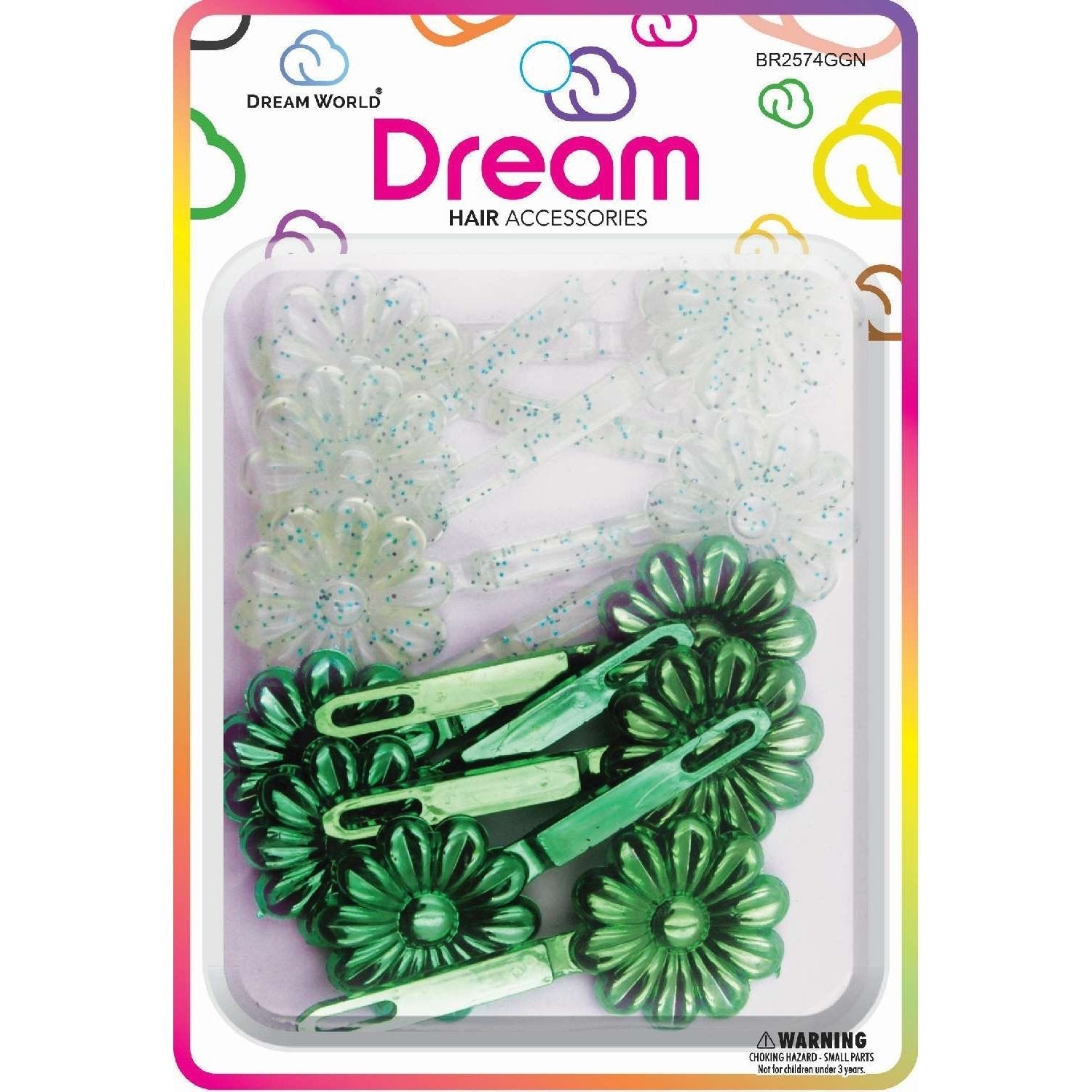 Chloe Barrettes 74 Daisy Glitter Green Chloe Barrettes 74 Daisy Glitter Green
